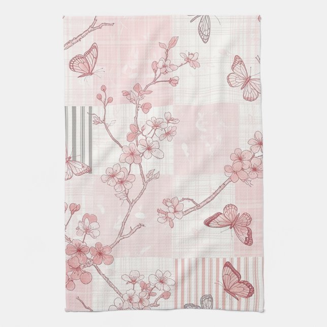 Vintage botaniskt fjärilstoile-mönster (7) kökshandduk (Vertikal)