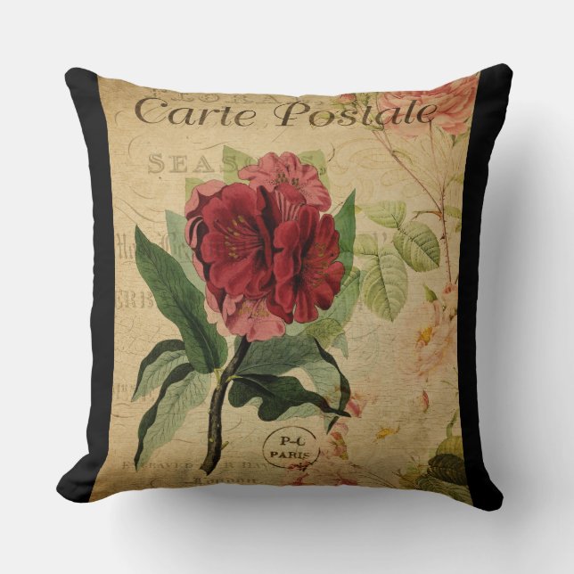 Vintage Botaniskt fyllo - Rhododendron Kudde (Framsida)