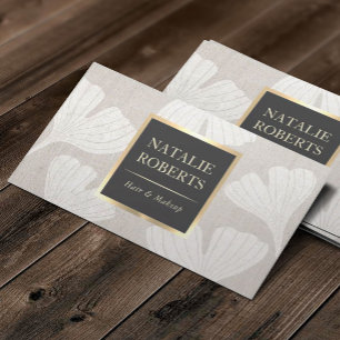 Vintage Botaniskt Ginkgo Makeup Artist Hair Salon Visitkort