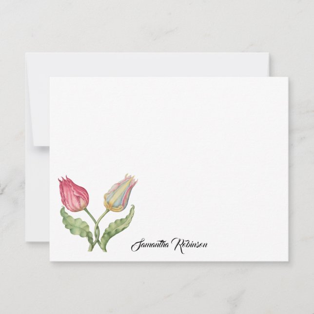 Vintage botaniskt illustrationsblomma Tulip Anteckningskort (Framsida)