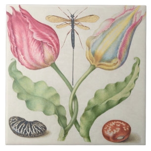 Vintage Botaniskt Kakelplatta