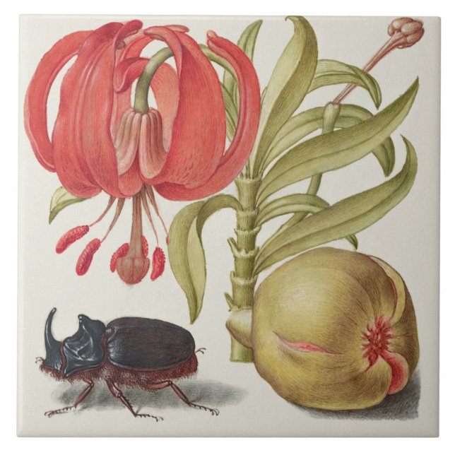 Vintage Botaniskt Kakelplatta (Framsidan)