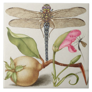 Vintage Botaniskt keramiskt plattstål Kakelplatta