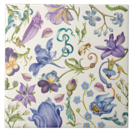 Vintage Botaniskt keramiskt plattstål Kakelplatta