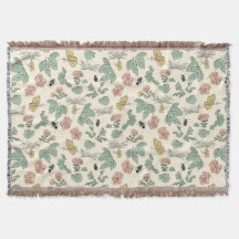 Vintage botaniskt mönster med fjärilar och bin