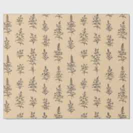 Vintage Botaniskt Örtmönster – Neutralt Blommönste Presentpapper