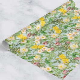 Vintage Botaniskt Rosinpackningspapper i Havsglas Presentpapper