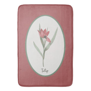 Vintage Botaniskt rött Tulip Flower Cameo Badrumsmatta
