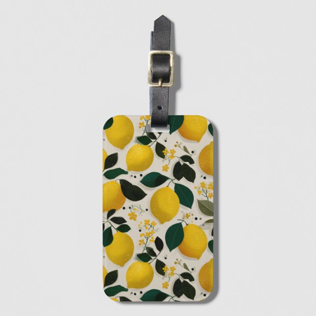 Vintage botaniskt sömlöst mönster med citroner bagagebricka (Framsida vertikal)