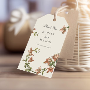 Vintage Botaniskt Tack Gift-Märkre Presentetikett