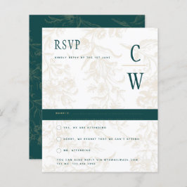 Vintage BOTANISKT TEAL GULD Bröllop