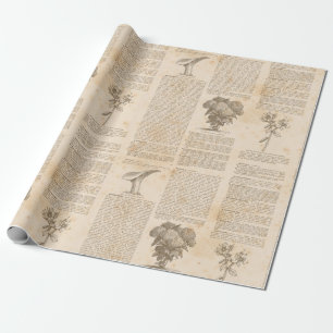 Vintage Botaniskt tidningspapper Presentpapper