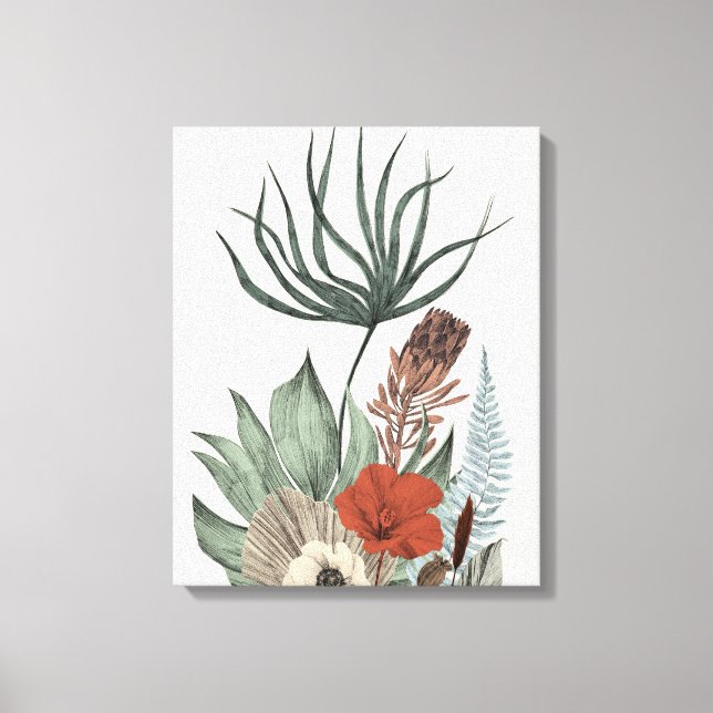 Vintage Botaniskt trädgård - Wildblommor & Protea  Canvastryck (Framsida)