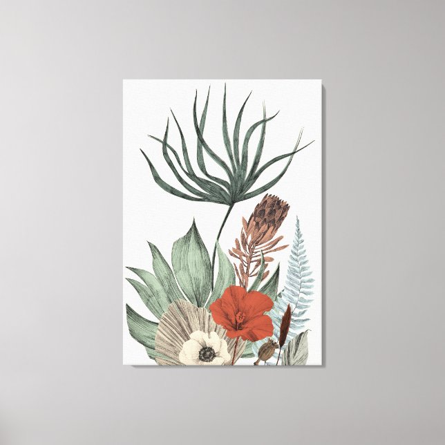 Vintage Botaniskt trädgård - Wildblommor & Protea  Canvastryck (Framsida)