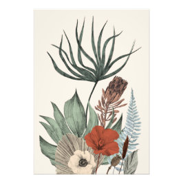 Vintage Botaniskt trädgård - Wildblommor & Protea  Fototryck