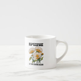 Vintage botaniskt tryck med en vildblomma vår espressomugg