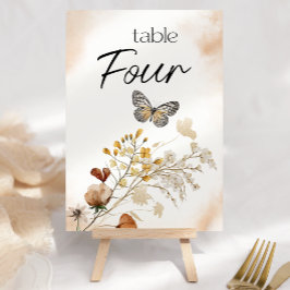 Vintage Botaniskt tunt Blommigt Bröllop Bordsnumme Bordsnummer