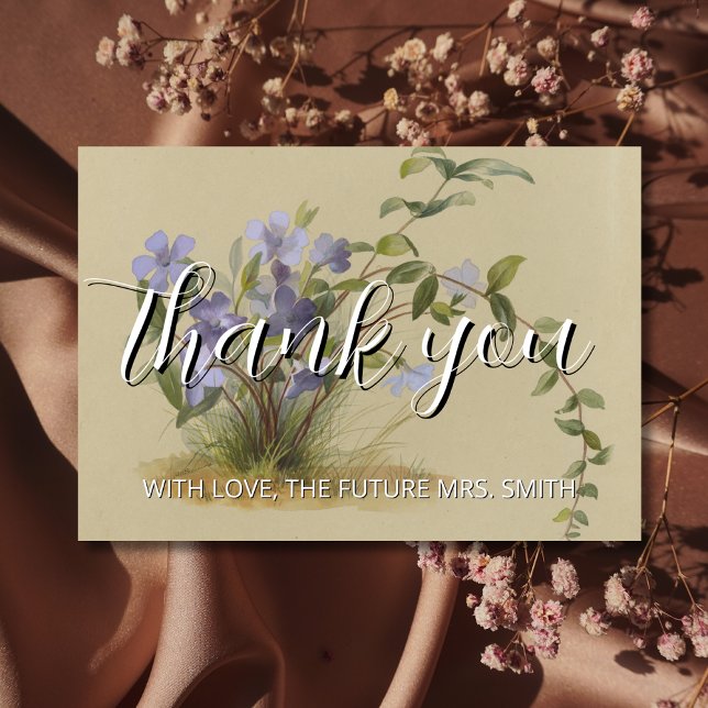 Vintage Botaniskt vattenfärgsutkast Tack Kort (Skapare uppladdad)