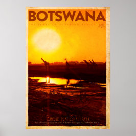 Vintage Botswana Afrika Travel Poster