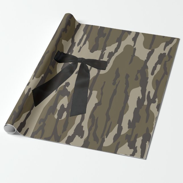 Vintage Bottomland Camo Cute Black Bow Camo Presentpapper (Utrullad)