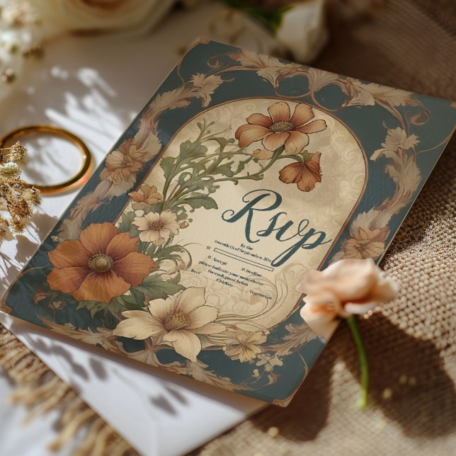 Vintage Bougainvillea Art nouveau Bröllop OSA Kort (Skapare uppladdad)