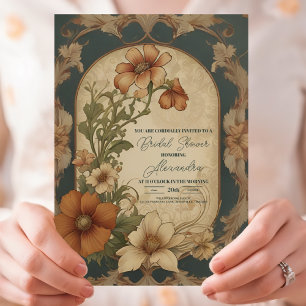 Vintage Bougainvillea Art Nouveau Bröllopsdusch Inbjudningar