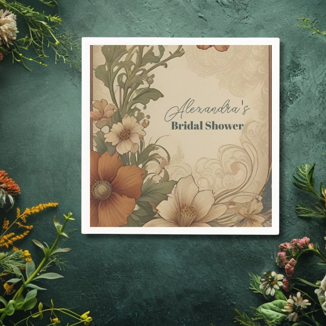 Vintage Bougainvillea Art Nouveau Bröllopsdusch Pappersservett (Skapare uppladdad)