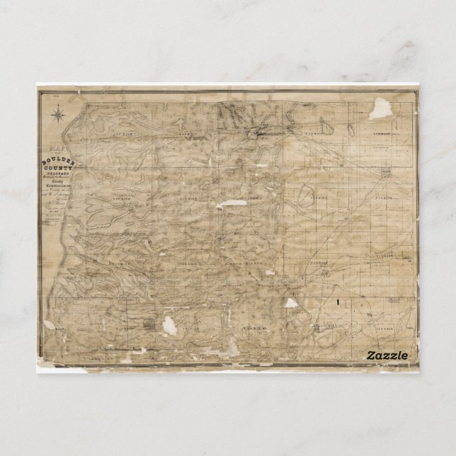 Vintage Boulder County Karta vykort (Baksida)