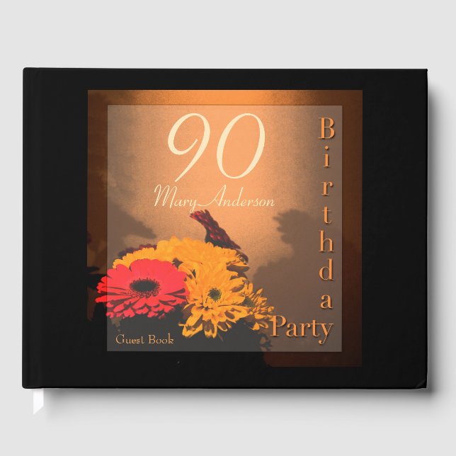 Vintage Bouquet 90:e Födelsedagsfest Guest Bok (Framsida)