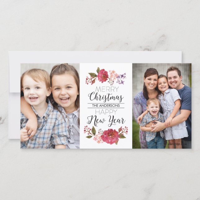 Vintage Bouquet-Helgdag Julkort (Framsida)