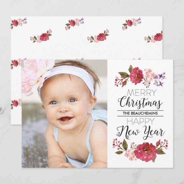 Vintage Bouquet-Helgdag Julkort (Fram/baksida)