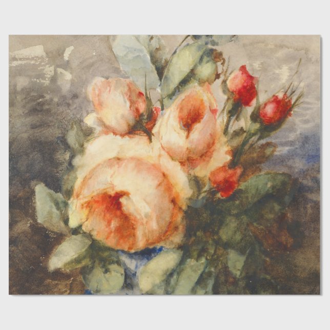 Vintage Bouquet i ro i vas Presentpapper (Platt)