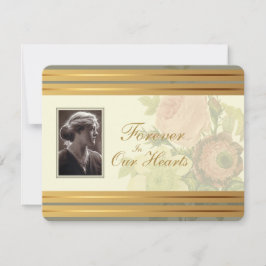 Vintage Bouquet med Photo ram Memorial Service Meddelande