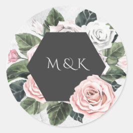 Vintage Bouquet Monogram Initialer Runt Klistermärke