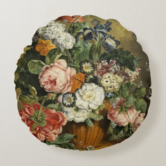 Vintage Bouquet of Flowers Rund Kudde (Framsidan)