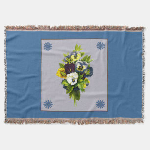 Vintage Bouquet of Pansies Throw Blanket Mysfilt