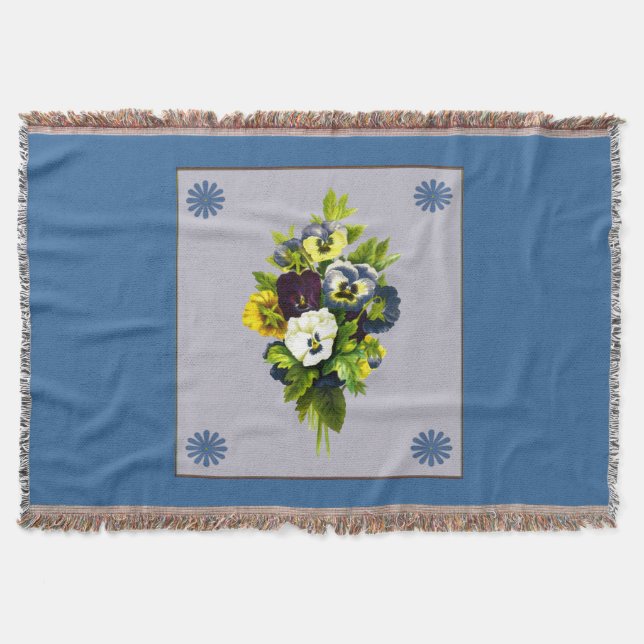 Vintage Bouquet of Pansies Throw Blanket Mysfilt (Framsidan)