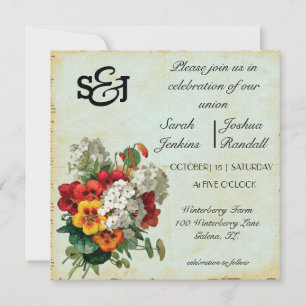 Vintage Bouquet Wildblomsinbjudan Inbjudningar