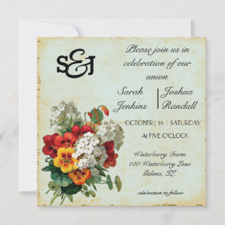 Vintage Bouquet Wildblomsinbjudan Inbjudningar