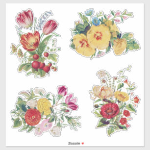 Vintage Bouquets-etikettuppsättning Klistermärken