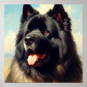 Vintage Bouvier des Flandres Painting Poster
