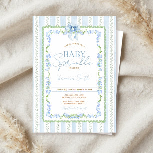 Vintage Bow Blå Baby Sprinkle Inbjudan