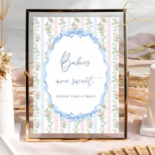 Vintage Bow Blommigt Baby Shower Spädbarn är Sweet Poster