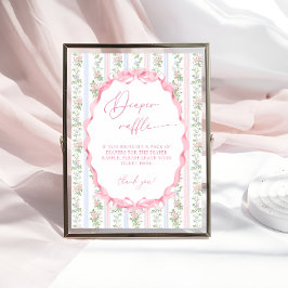 Vintage Bow Blommigt Girl Baby Shower Raffle Poster
