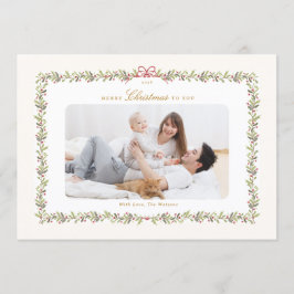 vintage bow botanical frame christmas 2 photo  julkort