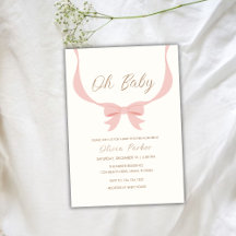 Vintage Bow Ribbon Girl Baby Shower
