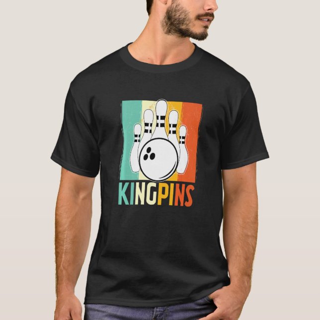 Vintage Bowling Bowlareare KingPins T Shirt (Framsida)