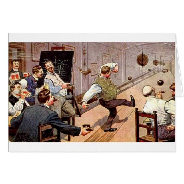 Vintage Bowling Buddies Hälsningskort (Framsidan Horizontal)