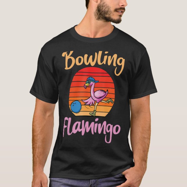 Vintage Bowling Flamingo Shorebird Animal T Shirt (Framsida)