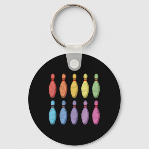 Vintage Bowling Pin Rainbow Pop Art 80's Retro Gra Nyckelring
